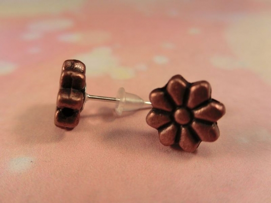 Kupferfarbene Blumen Ohrstecker Blümchen Flower
